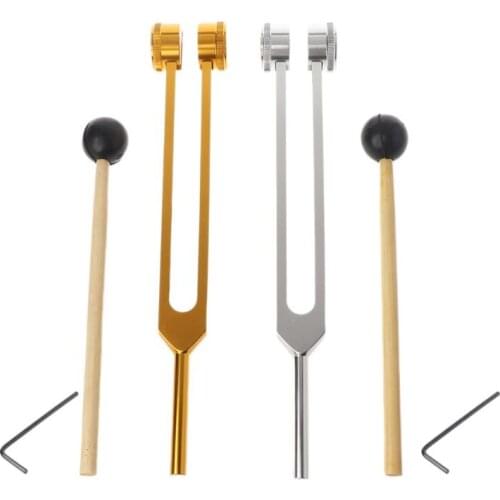 128HZ Aluminum Alloy Silver Tuning Fork Chakra Hammer Ball Diagnostic Tool for Sound Healing Therapy Health Care Healing Tool fo