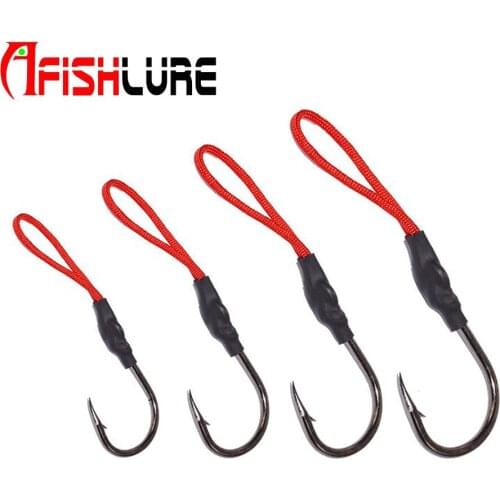 Afishlure 10pcs/lot High Carbon Steel Jig Hook 1/0 2/0 3/0 5/0 Deap Sea Fishing Jigging Hook