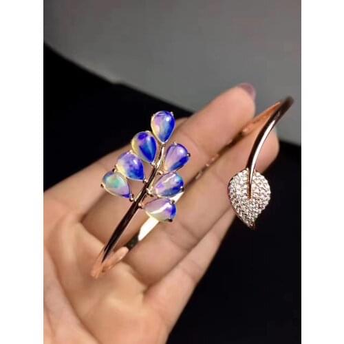 Best Gift Natural and Real Opal Bangle 925 sterling silver Fashion Natural and Real Opal Bangle