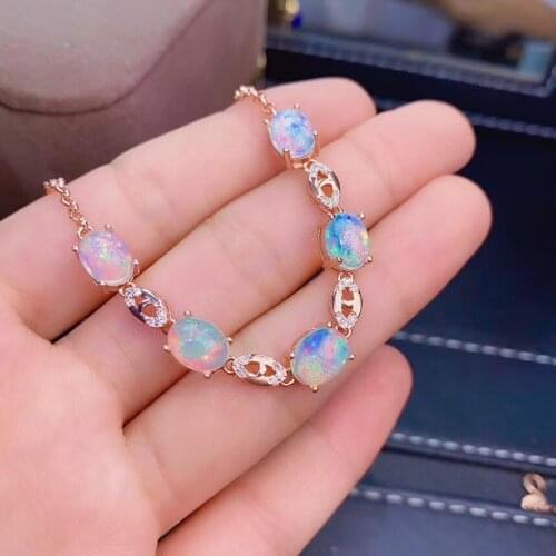 Best Gift Natural and Real New Fashion Opal Bracelet 925 sterling silver Natural and Real Opal Bracelet