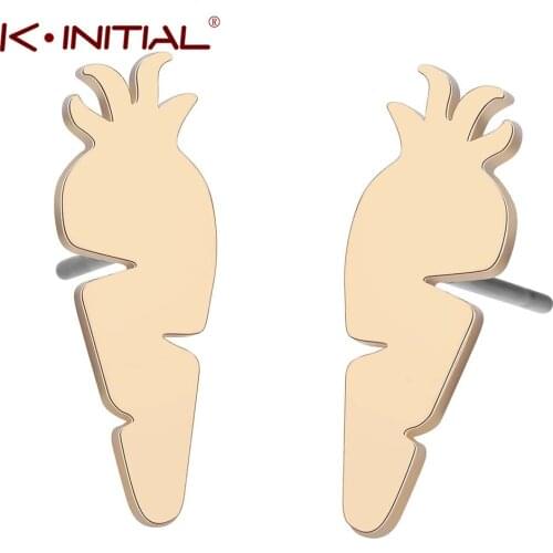 Kinitial Fashion Geometric Earrings Jewelry Carrot Stud Earrings for Women Girl Party Gift Cute Food Design Jewelry oorbellen