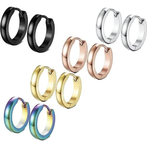 Stainless Steel Mens Womens Hoop Earrings Huggie Ear Piercings Ear Clip Clicker for girl body fashion earrings