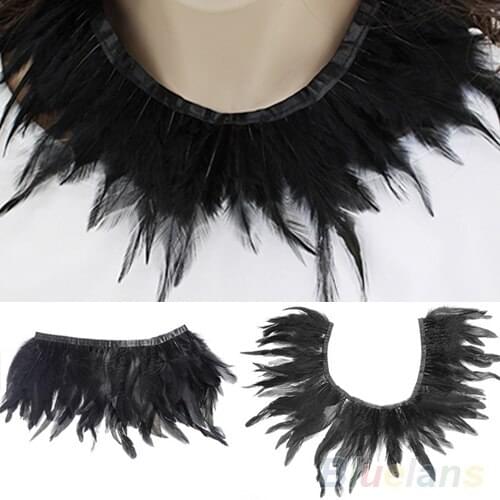 Black Feather Handmade Neck Collar Cape Poncho Party Evening Dress Cloth B02 1MJO
