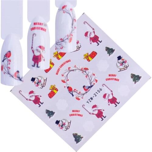 WUF Nails Art Sticker Snowman Stockings Christmas Tree Nail Stickers Wraps Foil Sticker Manicure Tips