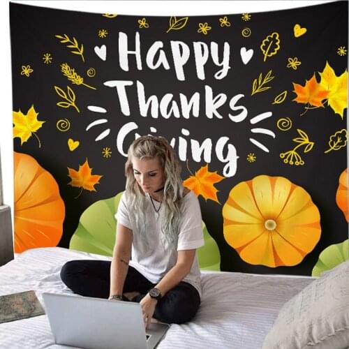 New Arrival Autumn Tapestry Decor Balcony Pumpkin Pattern Printed Tapestry Thanksgiving Day Tapestry Wall Hanging Decorative