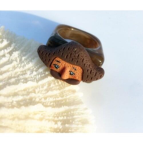 New Designer Multicolor Resin Acrylic Cute Girl Portrait Rings For Women Chunky Ring Finger Jewelry Party Travel Gift