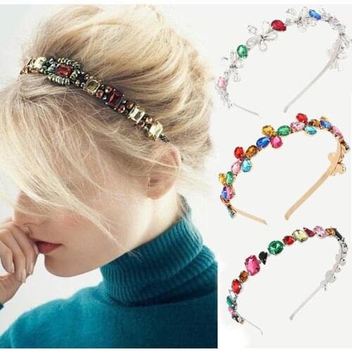 Haimeikang Flower Baroque Bezel Hair Hoop Headwear Girls Women Rhinestone Hairbands Hair Band Fashion Headbands Hair Accessories