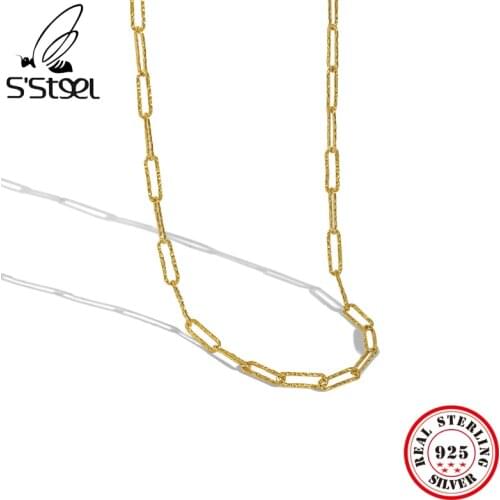 SSTEEL Chain Necklace Sterling Silver 925 Minimalist Designer Short Chokers Women Fashion Gold Necklaces Fine Jewellery Gift