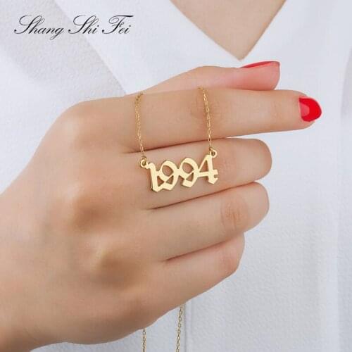 Year of Birth Necklace Old English Year Necklace Birth Year Necklace Gold Women Jewelry Year 1998 Birthday Gift FSN