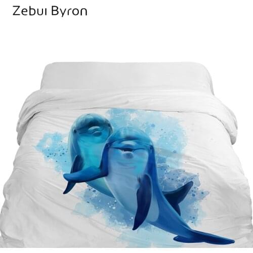 3D Cartoon Kids Duvet Cover size,Blanket/comforter Cover 220/240,Children Quilt cover for 90/150 bed,Bedding Animal dolphin
