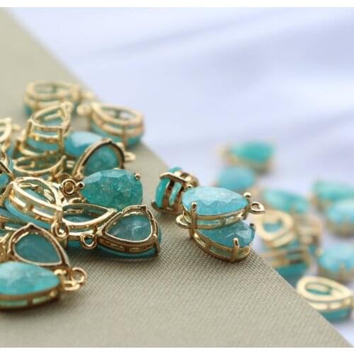 2021 New True Gold Plated Copper Mermaid Tears Popcorn Crystal Bound Jewel Drop Charms DIY Earrings Jewelry Making Accessory