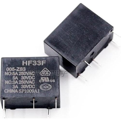 10pcs 5pins JZC-33F HF33F-005-ZS3 HF33F-012-ZS3 HF33F-024-ZS3 5V 12V 24V 3A 250VAC Relay
