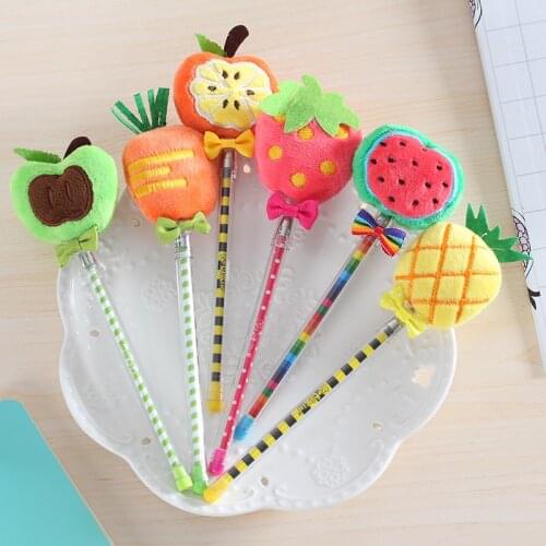 30 pcs/lot Plush Fruit Gel Pen Cute 0.38 mm Black Ink Signature pen office School writing Supplies Stationery gift
