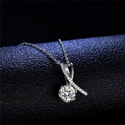 Silver 1 Carat Diamond Test Passed Excellent Cut D Color Moissanite Heart Love Pendant Necklace Silver 925 Female Party Jewelry