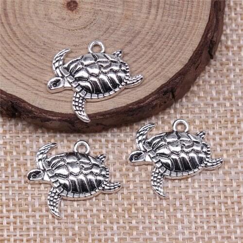 Earring Charms For Jewelry Making 20pcs Sea Turtle Charms 20x13mm Antique Silver Plated