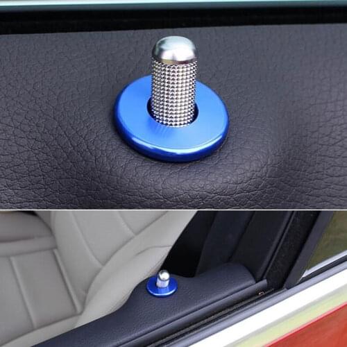 Blue Round Car Door Lock Knob Bolt Grommet Trim Covers for Benz C Class 200L/260L 2015