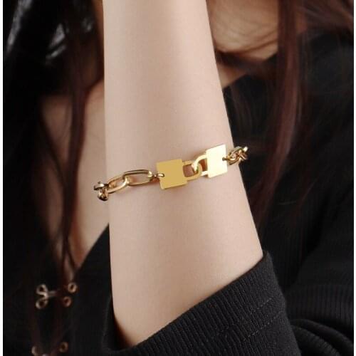 Thick chain bracelets couple stainless steel Heart pendant hip hop bangles punk lovers lock pendant bracelets fashion jewelr