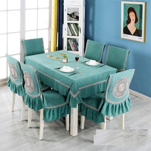 Solid Color Table Cloth Warm Plush Chair Cushion Retro Style Dinning Table Cover For Wedding Party Chair Cover Tablecloths Set