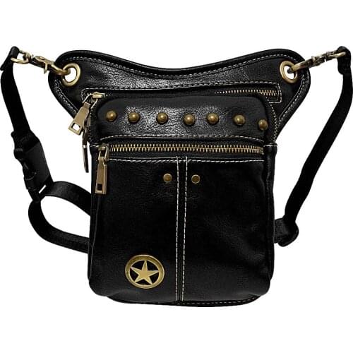 Vintage Punk Biker Studded Waist Pounch Leather shoulder Bag Men/Women