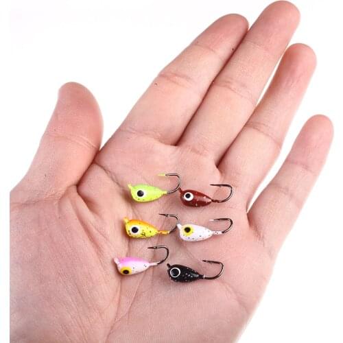 1 set 6 Pcs Winter Ice Wobblers Fishing Lure 2.3g Sinking Pesca Mini Metal Lead Hook Bait 18mm Attractive Fishing Bait Hooks