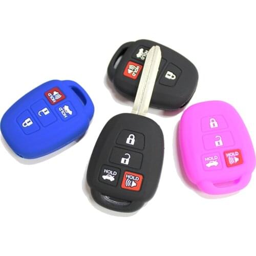 4 Buttons Silicone Key Fob Cover Case Protector Holder for Toyota Camry SE LE Avalon Corolla RAV4 Venza Highlander Sequoia