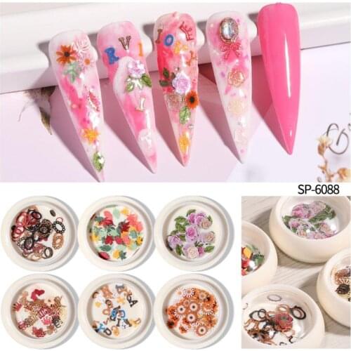 Dried Flowers Mixed Colors Flower Nail Sticker Letter Crown Leaf Nail Sticker For UV Gel Polish Nail Art Accessories TSLM1