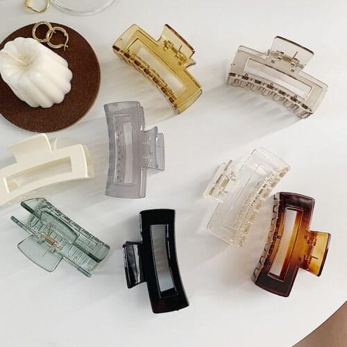 Korean Style Fashion Women Girls Acrylic Hair Claws Hair Clips Headwear Transparent Big Size Women Hair Accessories Ornament