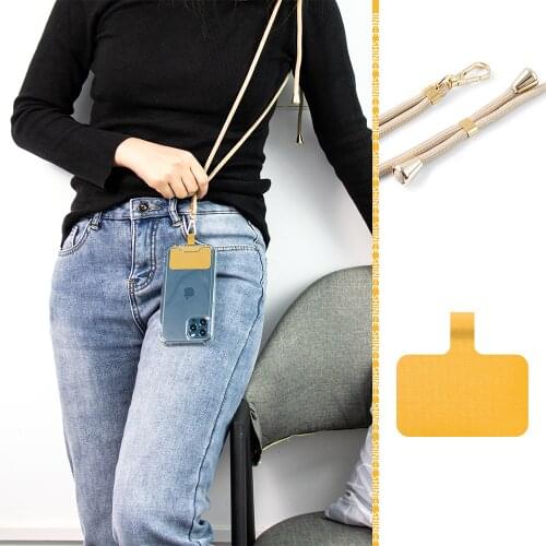 Gold Metal Polyester Necklace Hanging Rope Colorful Nylon Patch Phone Lanyard Dacron Cord For IPhone Case