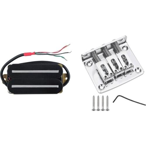1 Pcs High Output Pickup Dual Hot Rail Humbucker Pickups & 1 Set Adjustable 3 String Guitar Tailpiece Bridge
