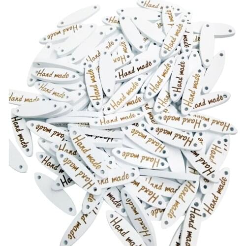 100 Piece White Wooden Buttons Plaque Handmade Label 2 Holes Gift Tags