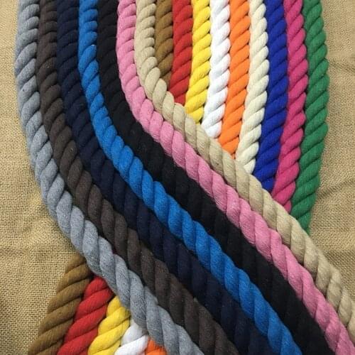 20mm Thick Colored Decorative 3-Strand Braided Twisted Cotton Rope Diy Handmade Accessories Macrame Cord Woven Stair Guardrail