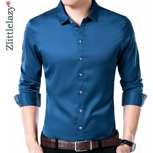 2020 Brand Long Sleeve Men Social Shirt Spring Streetwear Casual Solid Shirts Dress Mens Slim Regular Fit Clothes Fashions 0104