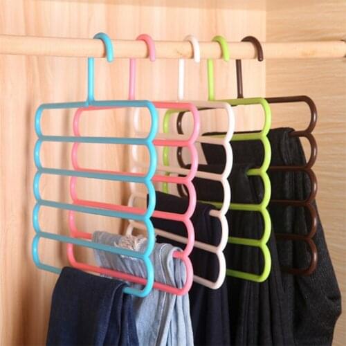 4PCS Multifunctional five-layer pants rack drying rack plastic pants rack storage tie rack