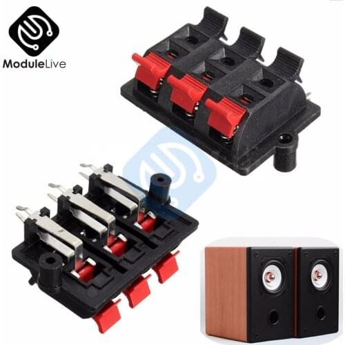6-Way 6-Channel Speaker Terminal Strip Block Spring Push Release Stereo Plate Release Connectors