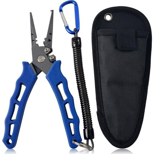 7.3 Inch Fishing Pliers Hook Removers Split Ring Line Cutters Fishing Multi Tools with Sheath and Lanyard