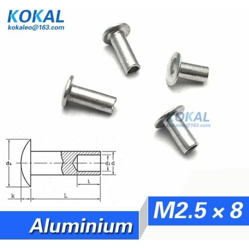 [AL-M2.5*8]100PCS Free Shipping M2.5 Series oval haed AL rivet M2.5*8mm Aluminium hollow rivet