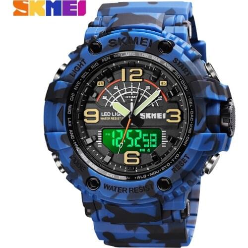 SKMEI Outdoor Sports Watches Military Watch Men Waterproof Digital Quartz Large Dial Mens Watches Fashion Man Wristwatch Relogio