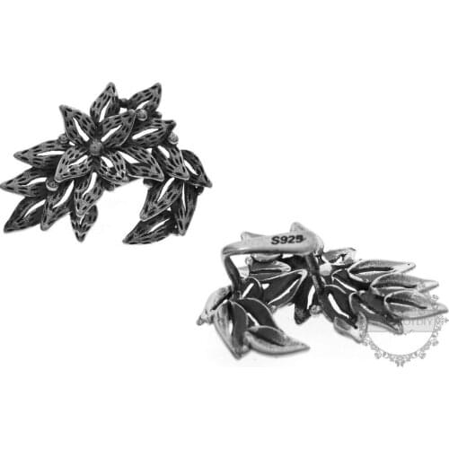 18x24mm antqiued 925 sterling silver flower bail for stone pendant DIY stone supplies findings 1533003