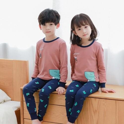 Baby Pajamas Sets Kids Autumn Cotton Sleepwear Boys Girls Cartoon Dinosaur Pyjamas Suit Children Nightwear Pijamas Infantil Suit