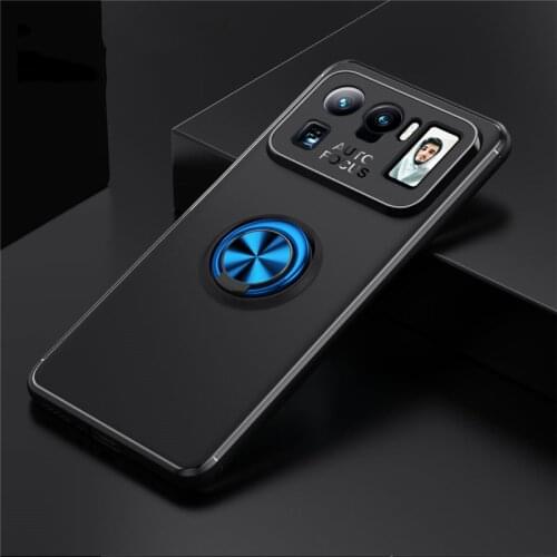 For Xiaomi Mi 11 Ultra Case Soft TPU Silicone Metal Finger Ring Matte Back Cover For Xiaomi Mi 11 Ultra 5G