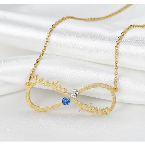 Customized Infinity Names Necklace Birthstone Frosted Names Necklace Pendant Stainless Steel Choker For Woman Charm Jewelry Gift