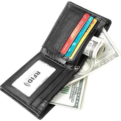 Xiaomi Genuine Leather Wallet RFID Anti-theft Brush Crazy Horse Leather Short Purse Bifold Credit Card Holders Leisure Money Bag