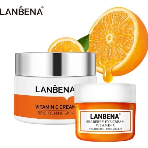 LANBENA VC Face Cream Eye Cream Whitening Nourish Brighten Improving Dull Skin Moisturizing Refreshing Fade Dark Circles 2Pcs