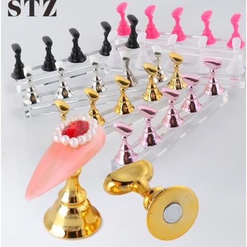 STZ 5pcs Magnetic Nail Art Tips Practice Display Holder Gel Polish Trainning Tools Crystal Base Color Board Shelf Manicure #1814