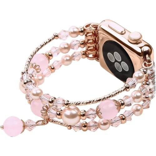 Agate@metal bracelet for apple watch band 40mm 38mm 44mm 42mm iwatch strap series 5/6/4/3/2/1 elastic Stretch wristbelt