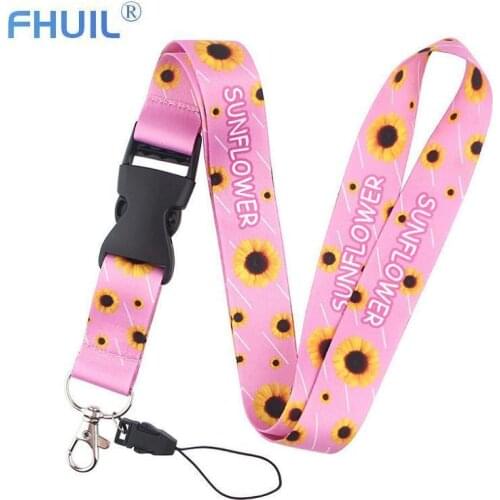 Pink Flower Phone Charm Cute Lanyard for keys Card Neck Holder Hang Rope Neck Strap Mobile Straps Keychain Lanyards Handykette