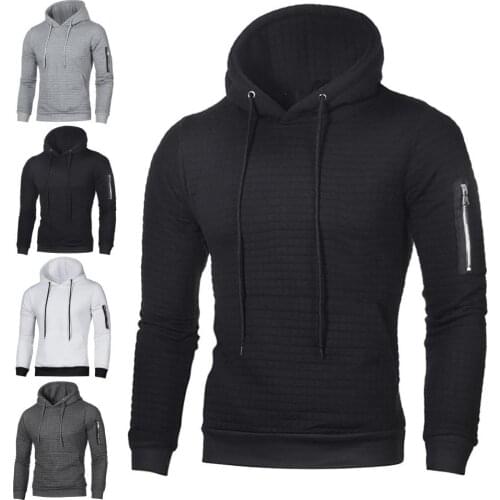 Men Solid Color Jacquard Warm Long Sleeve Pullover Hoodie Sports Sweatshirt Top Hoodies Oversized Sweatshirts Men Print Hooded