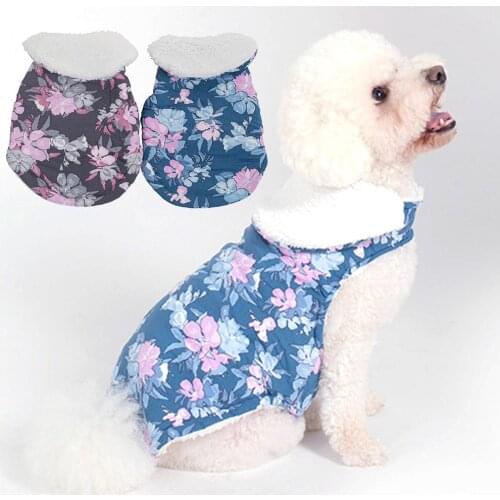 Pet Dog Puppy Soft Winter Warm Floral Print Clothes Cloak Costume Apparel