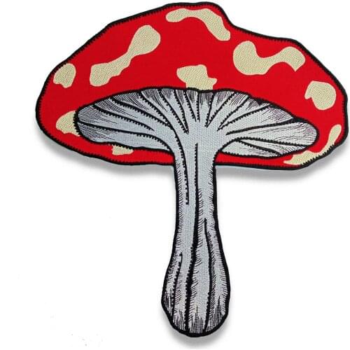 Large Mushroom Embroidery Patches Iron on Patches for Clothes Applique DIY Beaded Decoration Sew on MC Rider Bikers