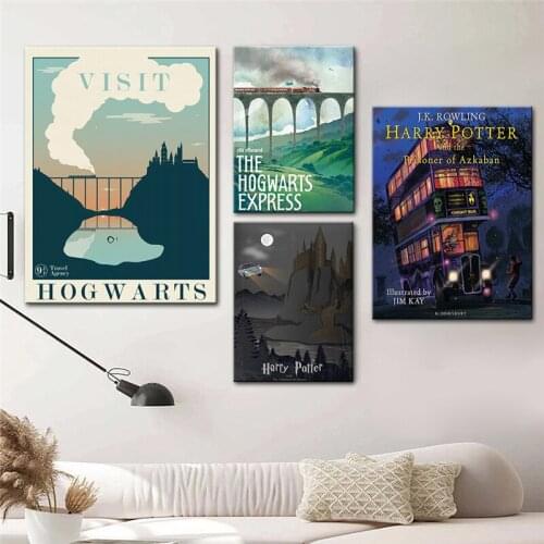 Hogwarts Landscape Canvas Paintings Wall Art Magic Movie Landscape Posters and Prints Classic Picture for Bar Home Decor Sticker